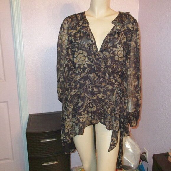 Y2K Torrid Babydoll Top Size 1X Tunic Faux Wrap Whimsigoth Fairy Grunge Witchy - Picture 1 of 12